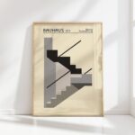 bauhaus print neutral tones staircase graphic