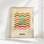 bauhaus print neutral tones wavy lines design