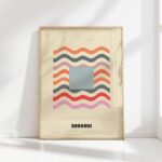 bauhaus print neutral tones wavy lines design 2