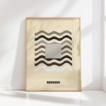 bauhaus print neutral waves geometric block