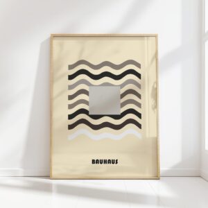 bauhaus print neutral waves geometric block