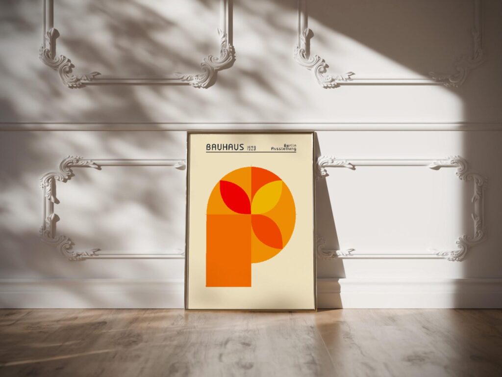 bauhaus print orange tone geometric composition