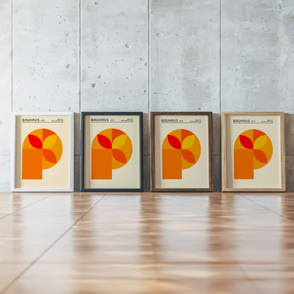 bauhaus print orange tone geometric composition 2