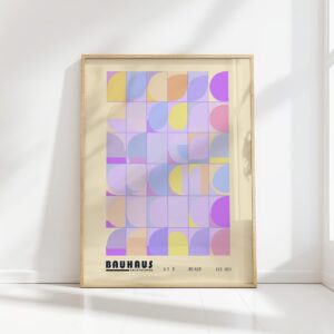 bauhaus print pastel geometric circles and squares