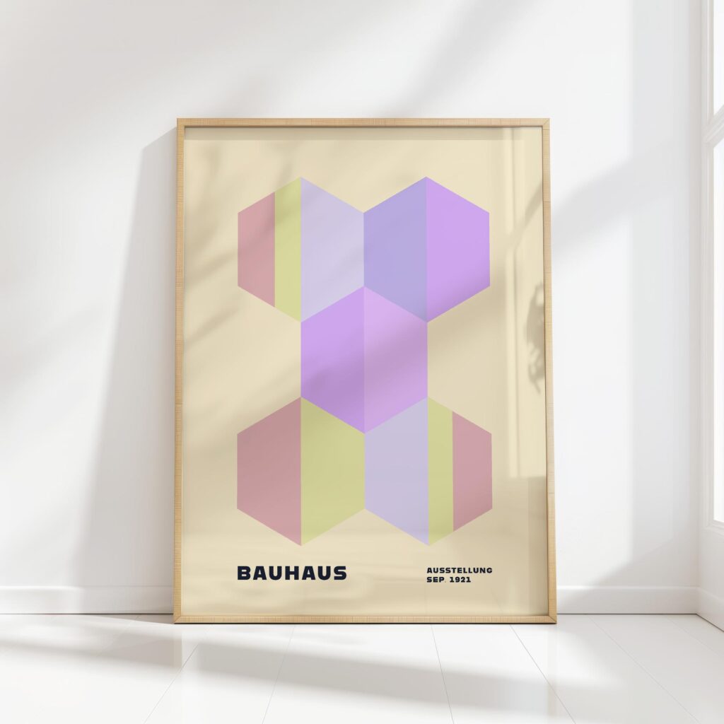 bauhaus print pastel geometric cubist composition 3