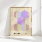 bauhaus print pastel geometric cubist composition 3