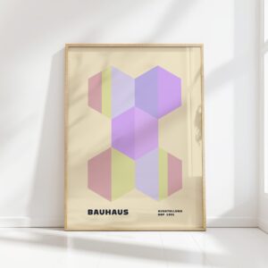 bauhaus print pastel geometric cubist composition 3