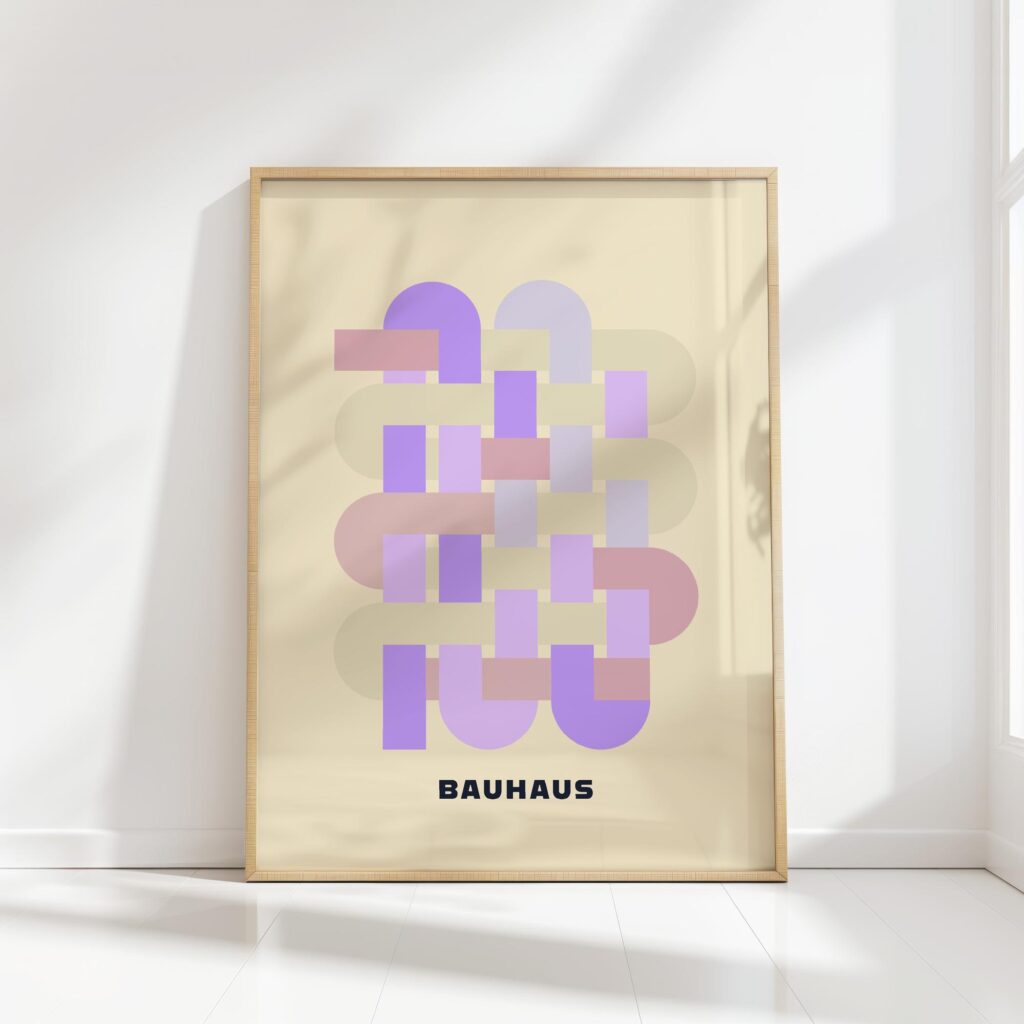 bauhaus print pastel interlocking shapes design