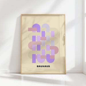 bauhaus print pastel interlocking shapes design
