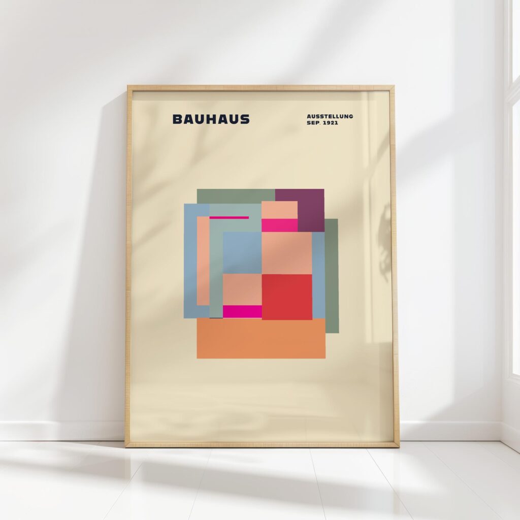 bauhaus print pastel tone geometric blocks design