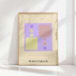 bauhaus print pastel tone geometric circles squares