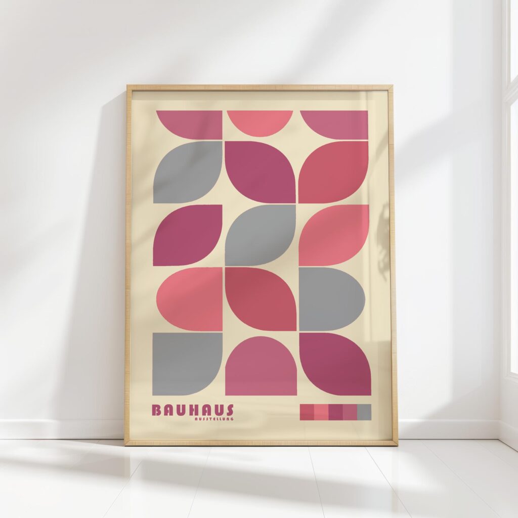 bauhaus print pink gray geometric pattern