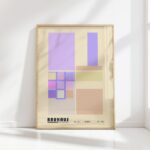 bauhaus print purple geometric blocks design