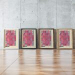 bauhaus print red grey circle grid design 2