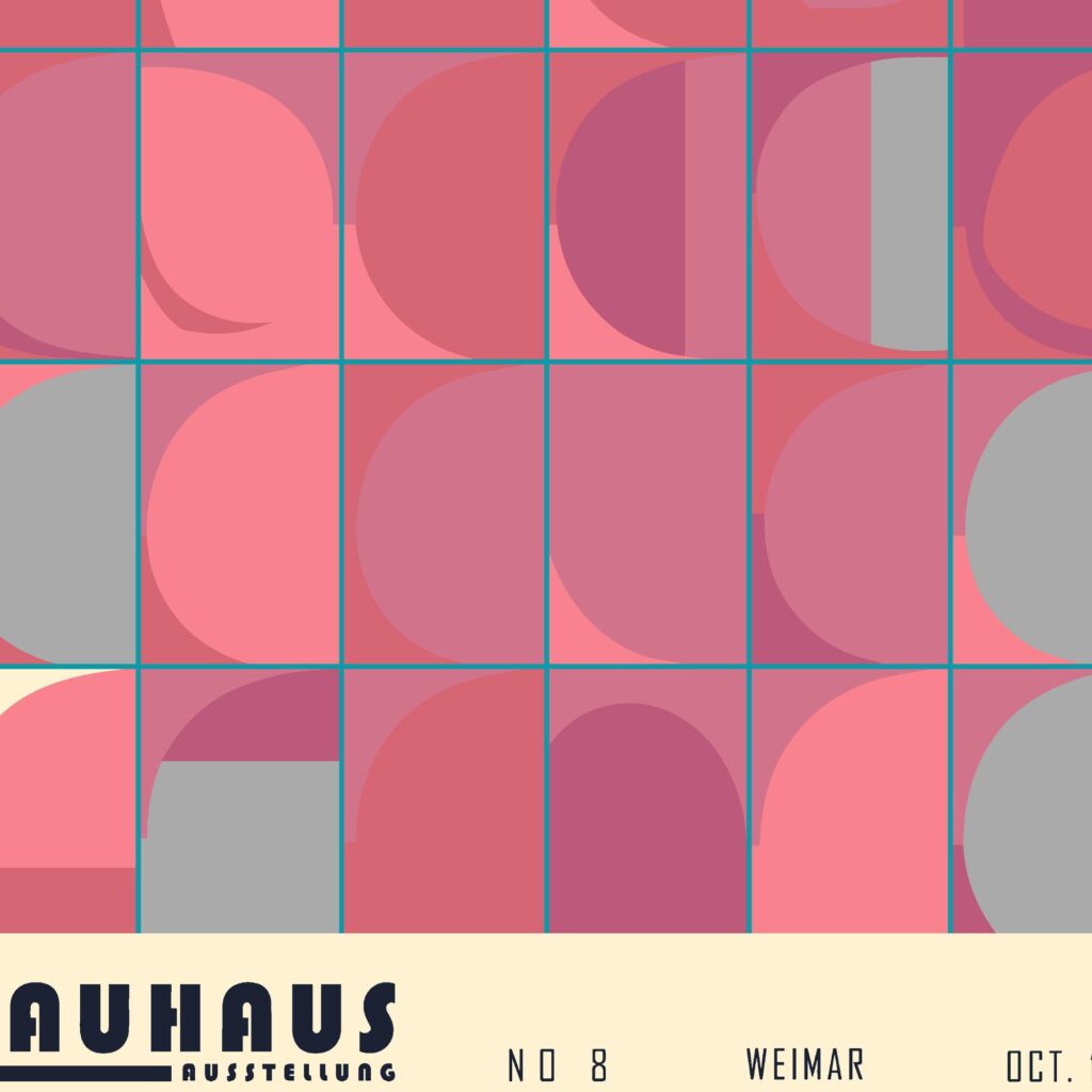 bauhaus print red grey circle grid design 4