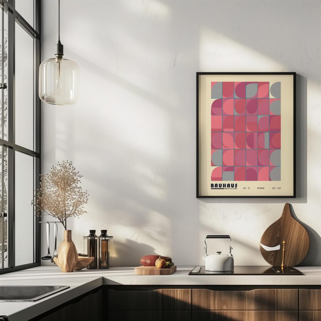 bauhaus print red grey circle grid design 5