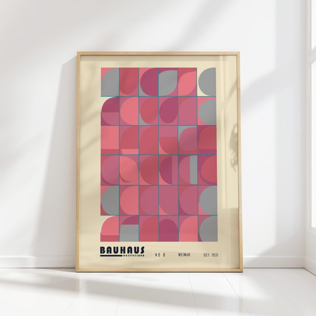 bauhaus print red grey circle grid design 8