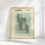 bauhaus print sage green geometric forms
