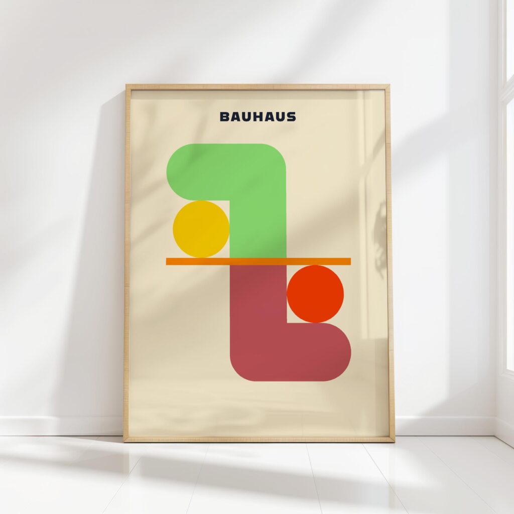 bauhaus print vibrant geometric shapes design