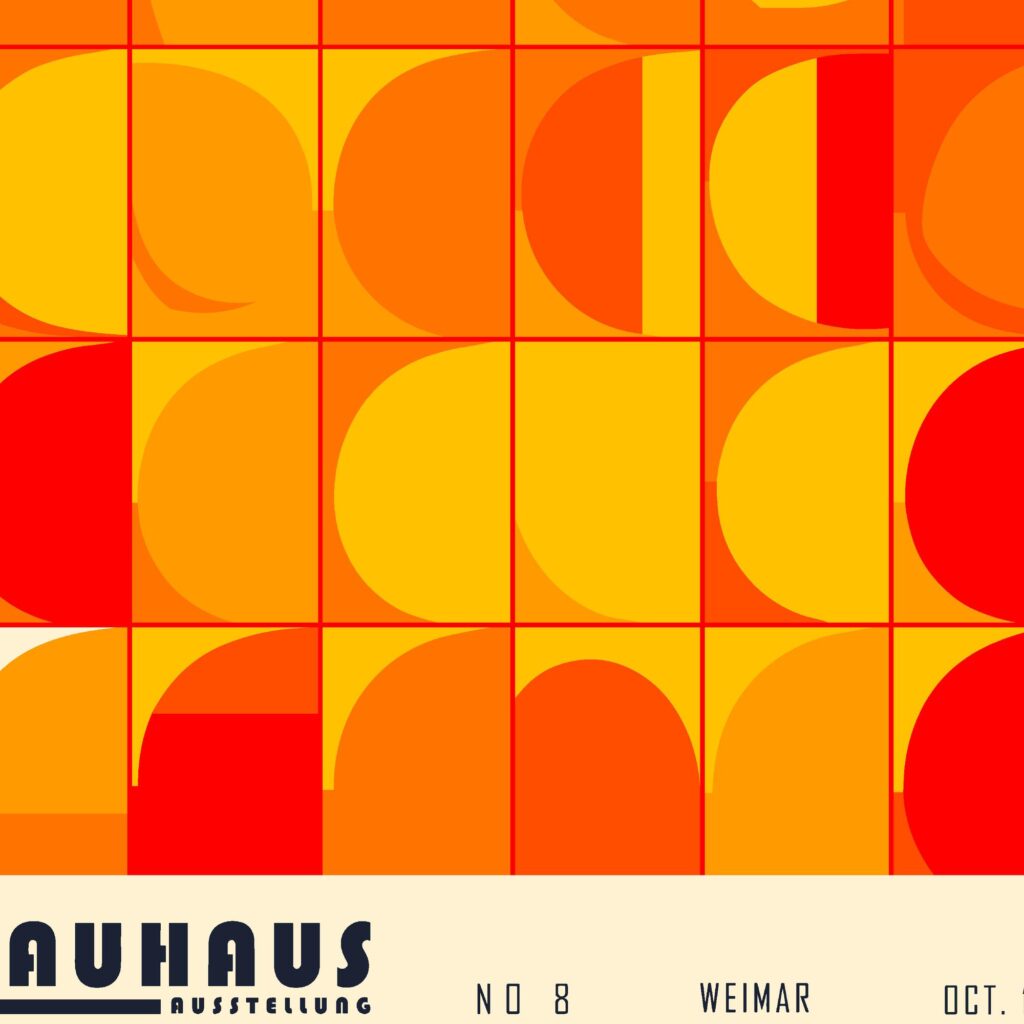 bauhaus print warm red geometric circles design 4
