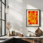 bauhaus print warm red geometric circles design 5