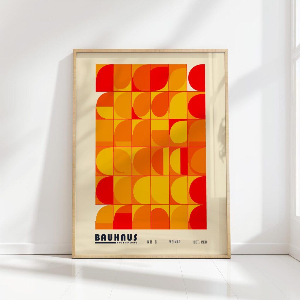 bauhaus print warm red geometric circles design 8