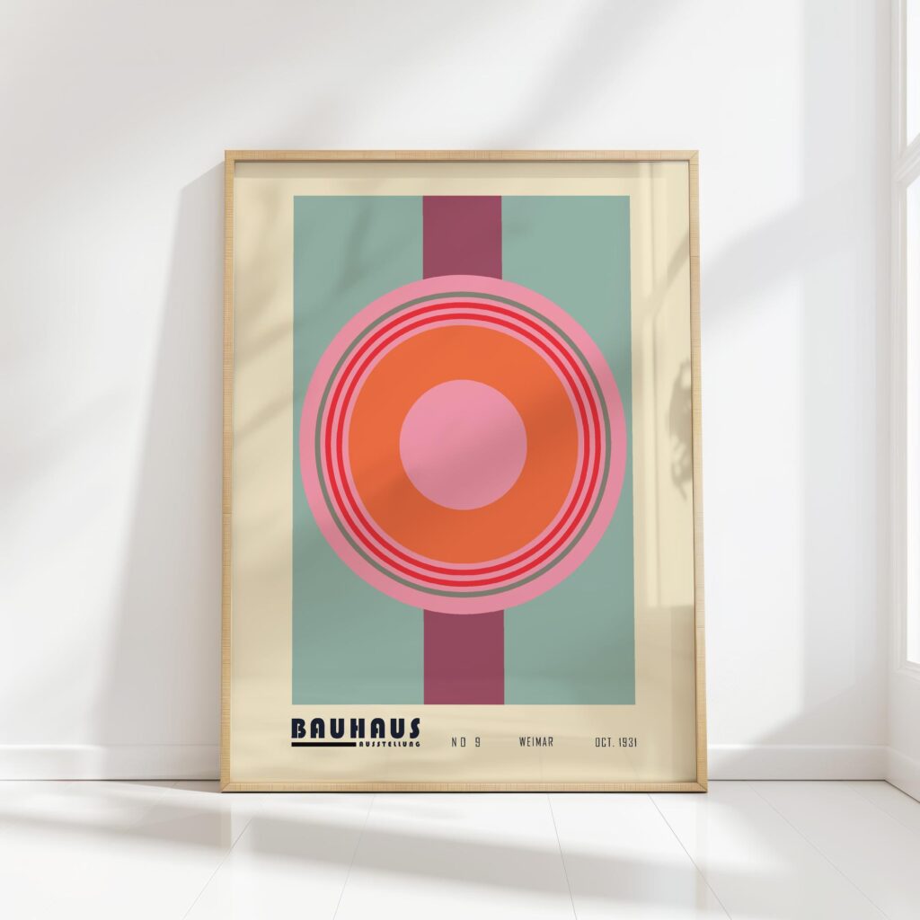 bauhaus print warm shades geometric circles