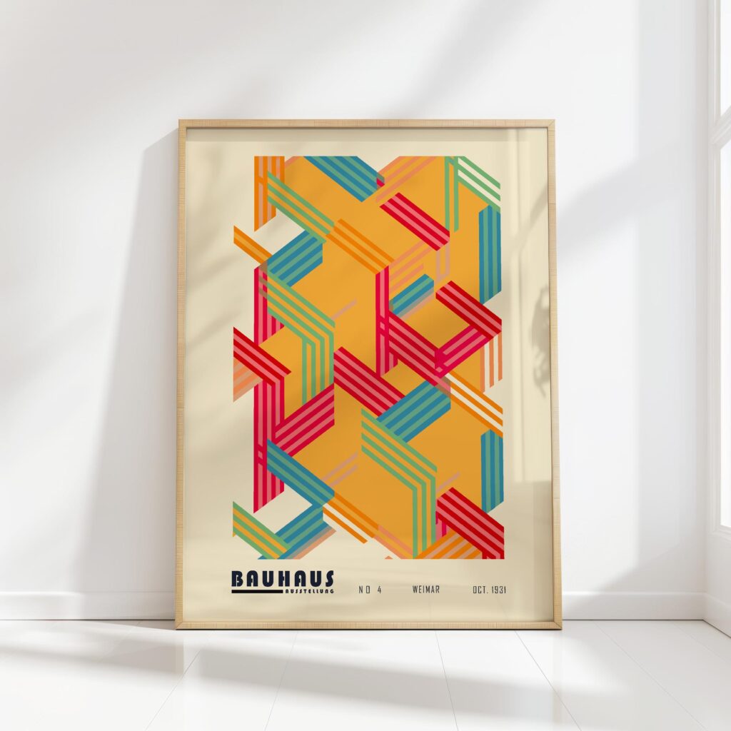 bauhaus print warm tone abstract geometric art