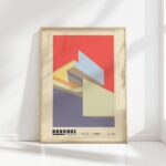 bauhaus print warm tone architectural silhouette