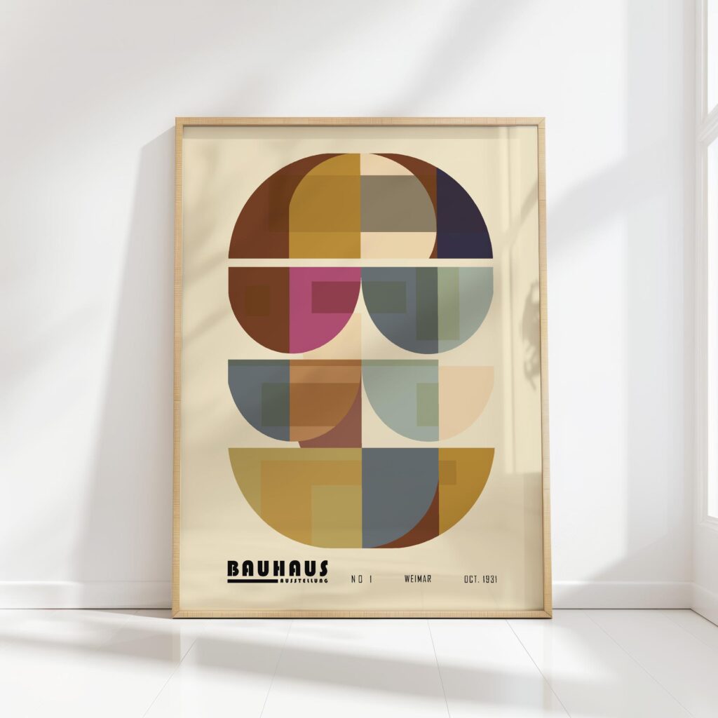 bauhaus print warm tone geometric circles
