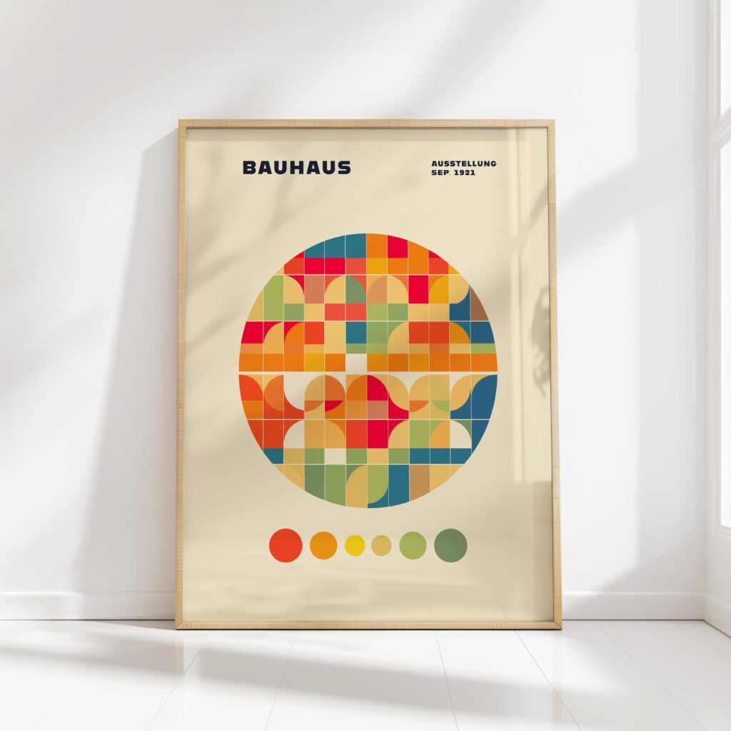 bauhaus print warm tone geometric harmony