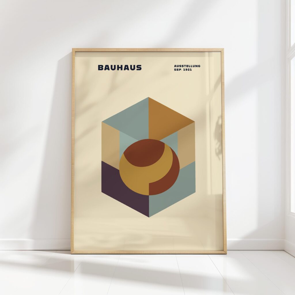 bauhaus print warm tone geometric illusion