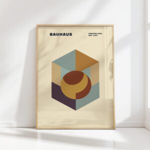 bauhaus print warm tone geometric illusion