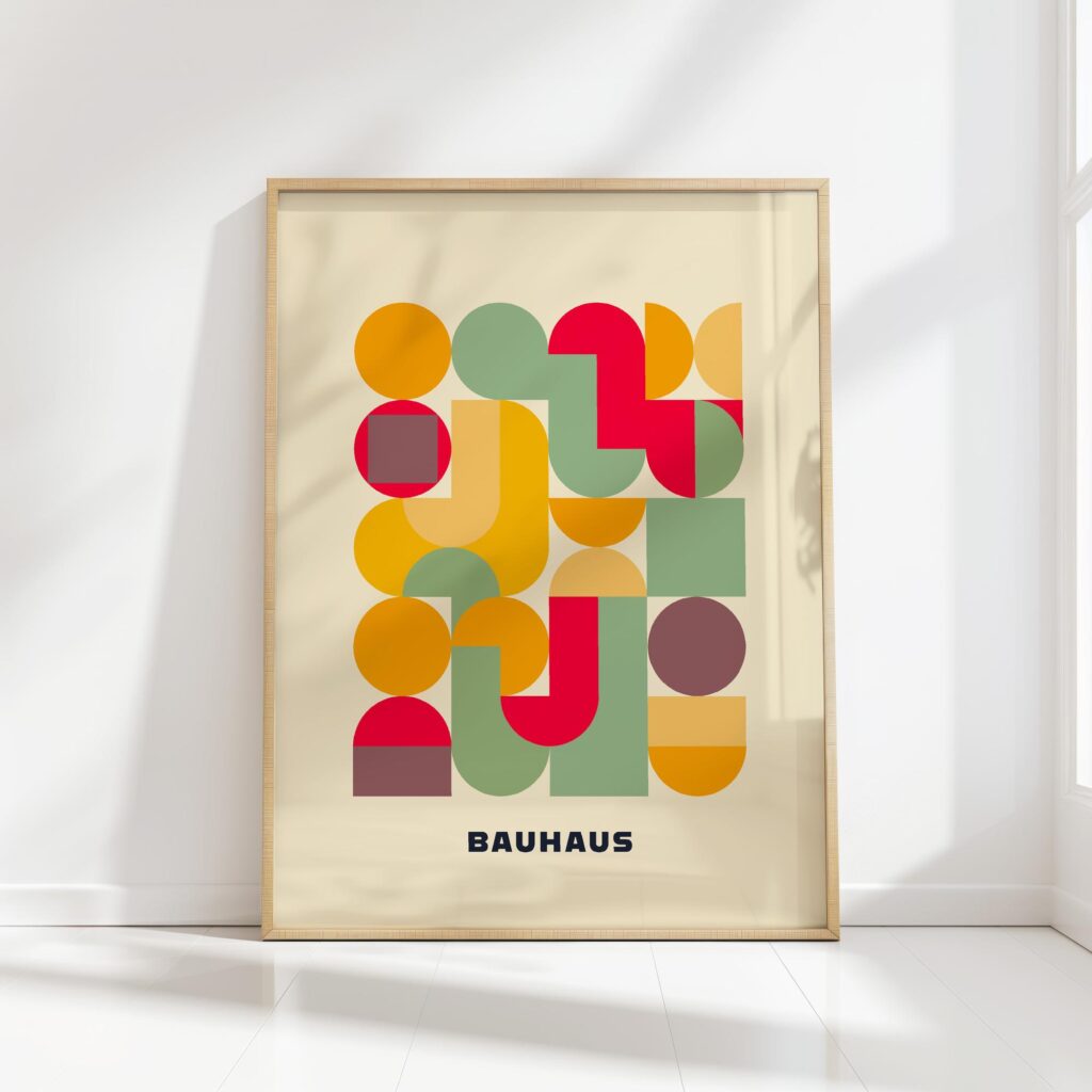bauhaus print warm tone geometric pattern