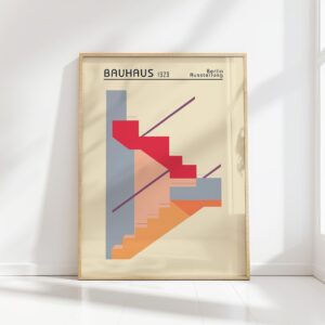 bauhaus print warm tone geometric staircase design
