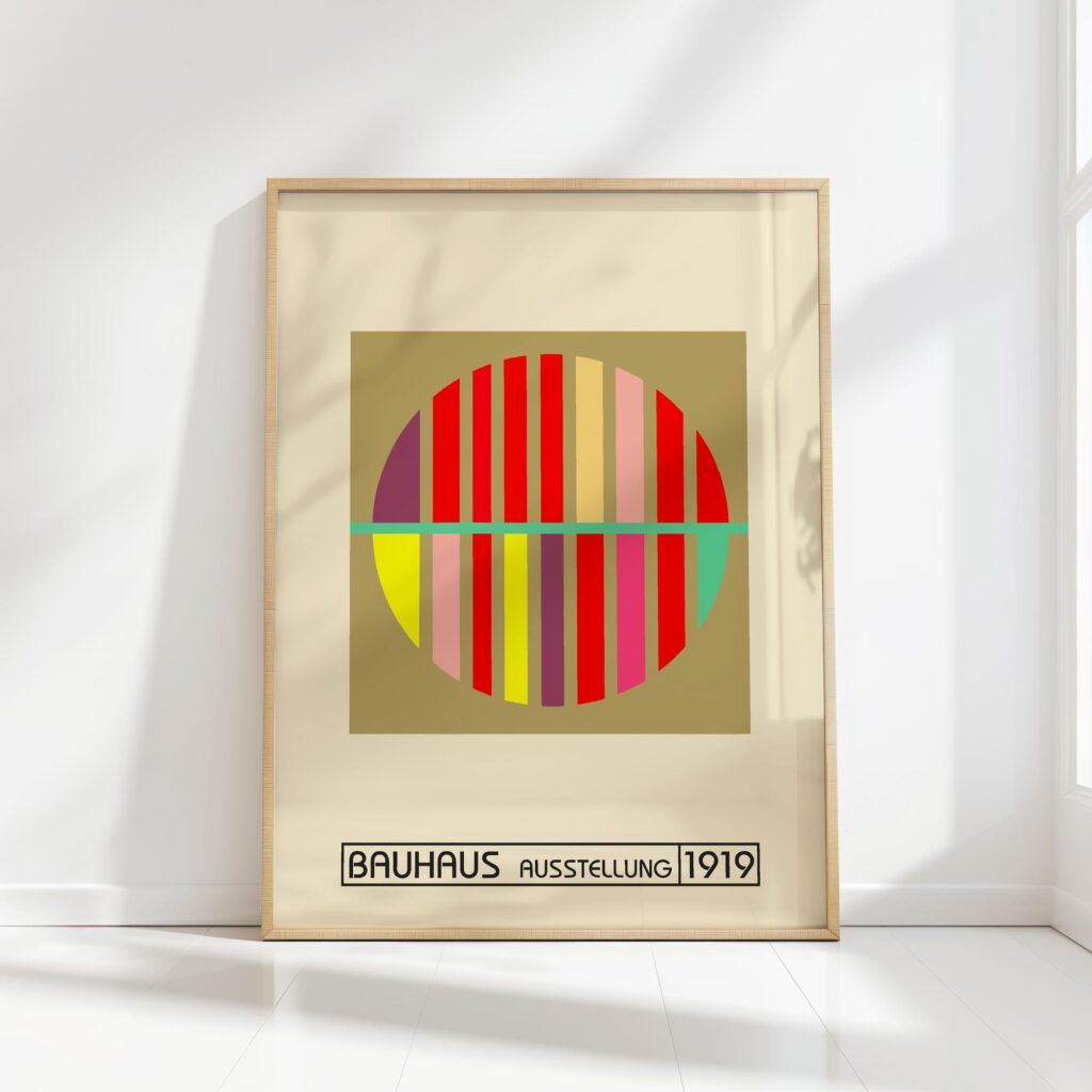 bauhaus print warm tone stripe abstract design