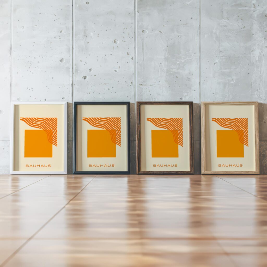 bauhaus print warm tones abstract flow design 2