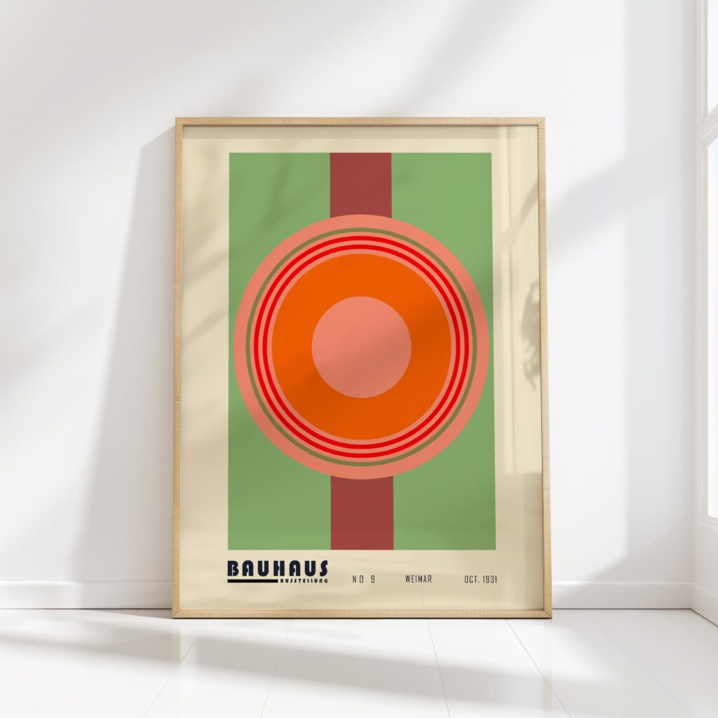 bauhaus print warm tones circle geometric design