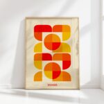bauhaus print warm tones circular geometric shapes