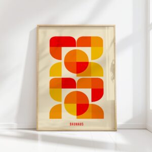 bauhaus print warm tones circular geometric shapes