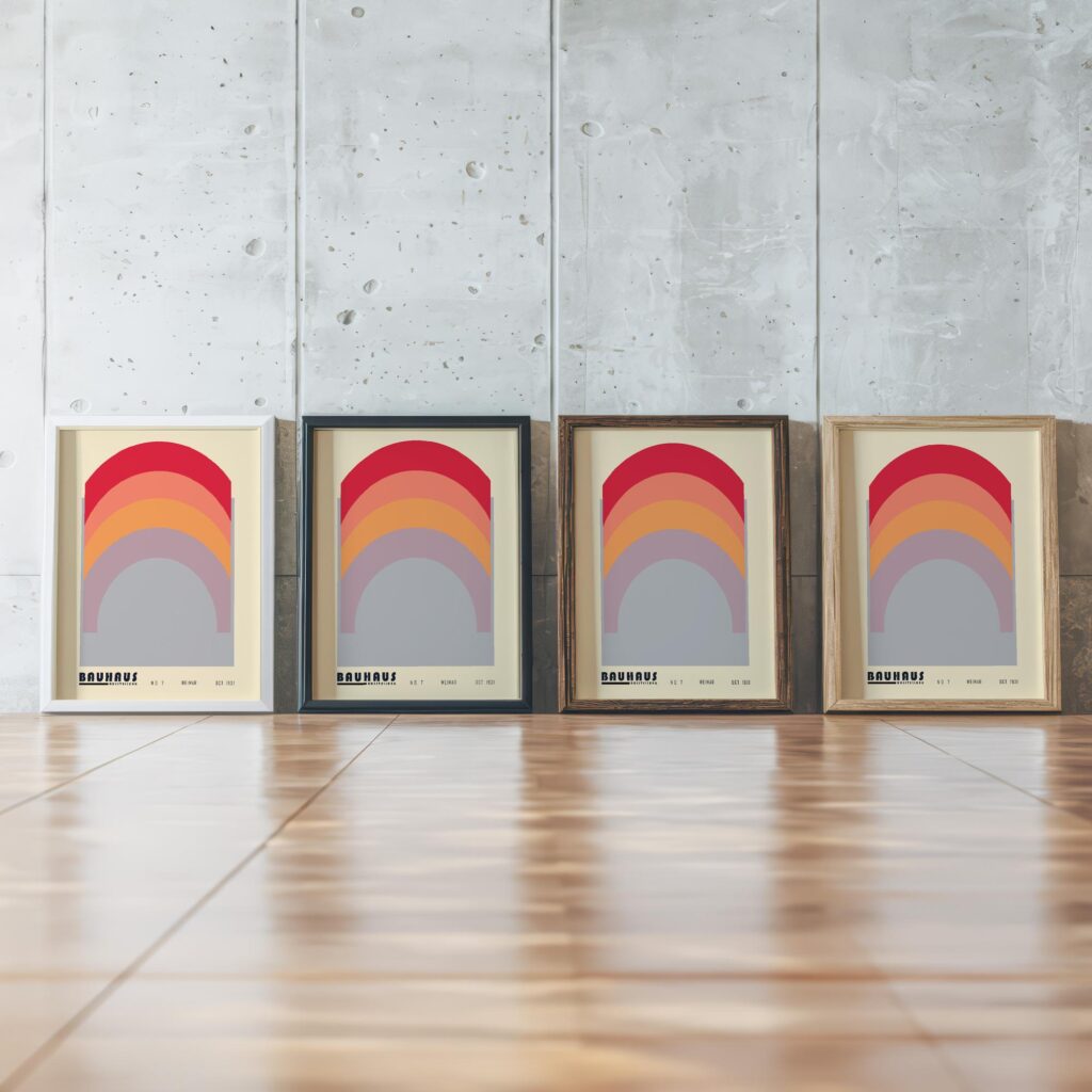 bauhaus print warm tones geometric arch design 10