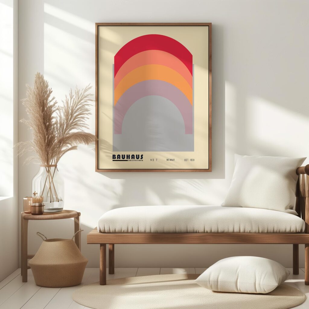 bauhaus print warm tones geometric arch design 14