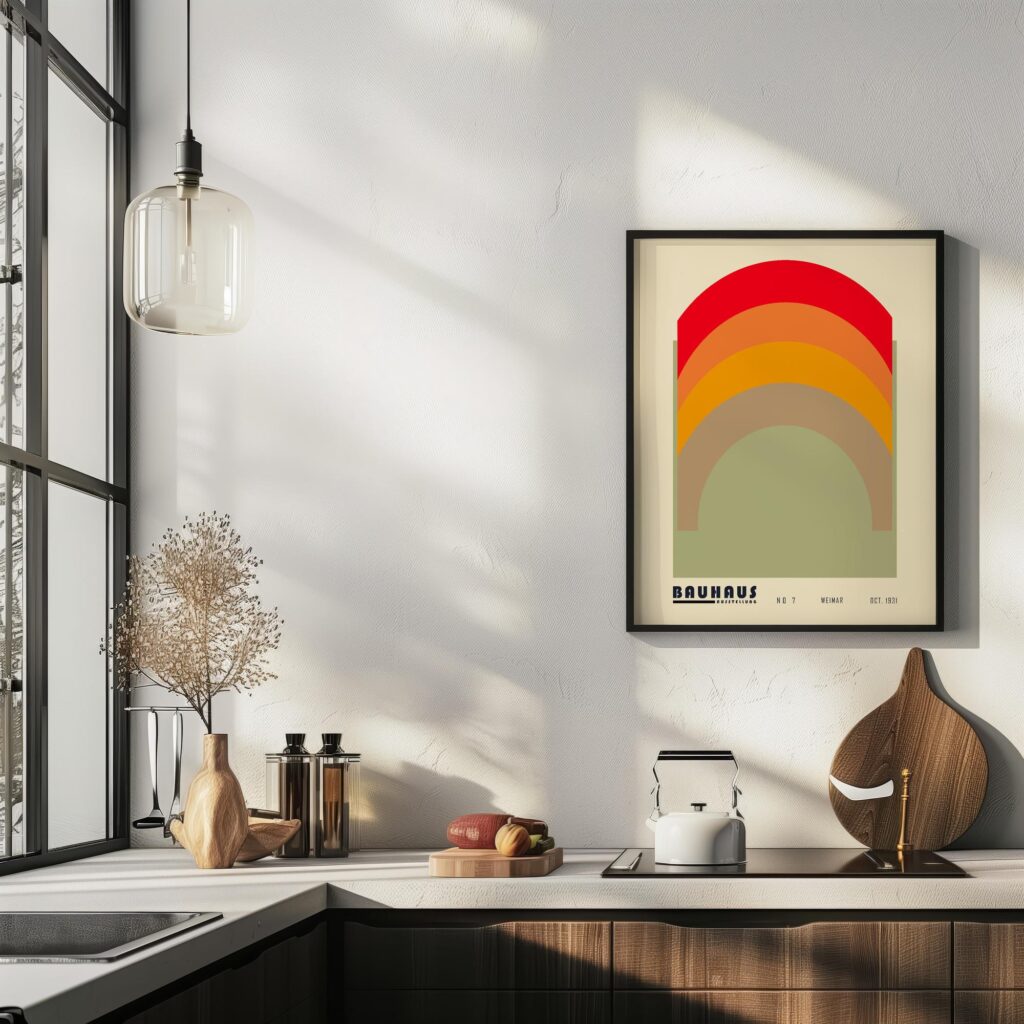bauhaus print warm tones geometric arch design 5
