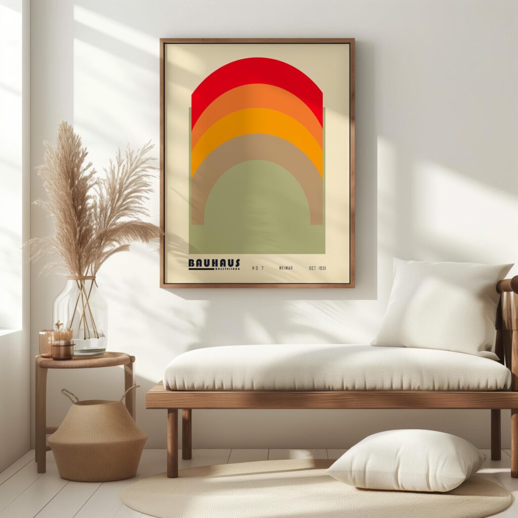bauhaus print warm tones geometric arch design 6