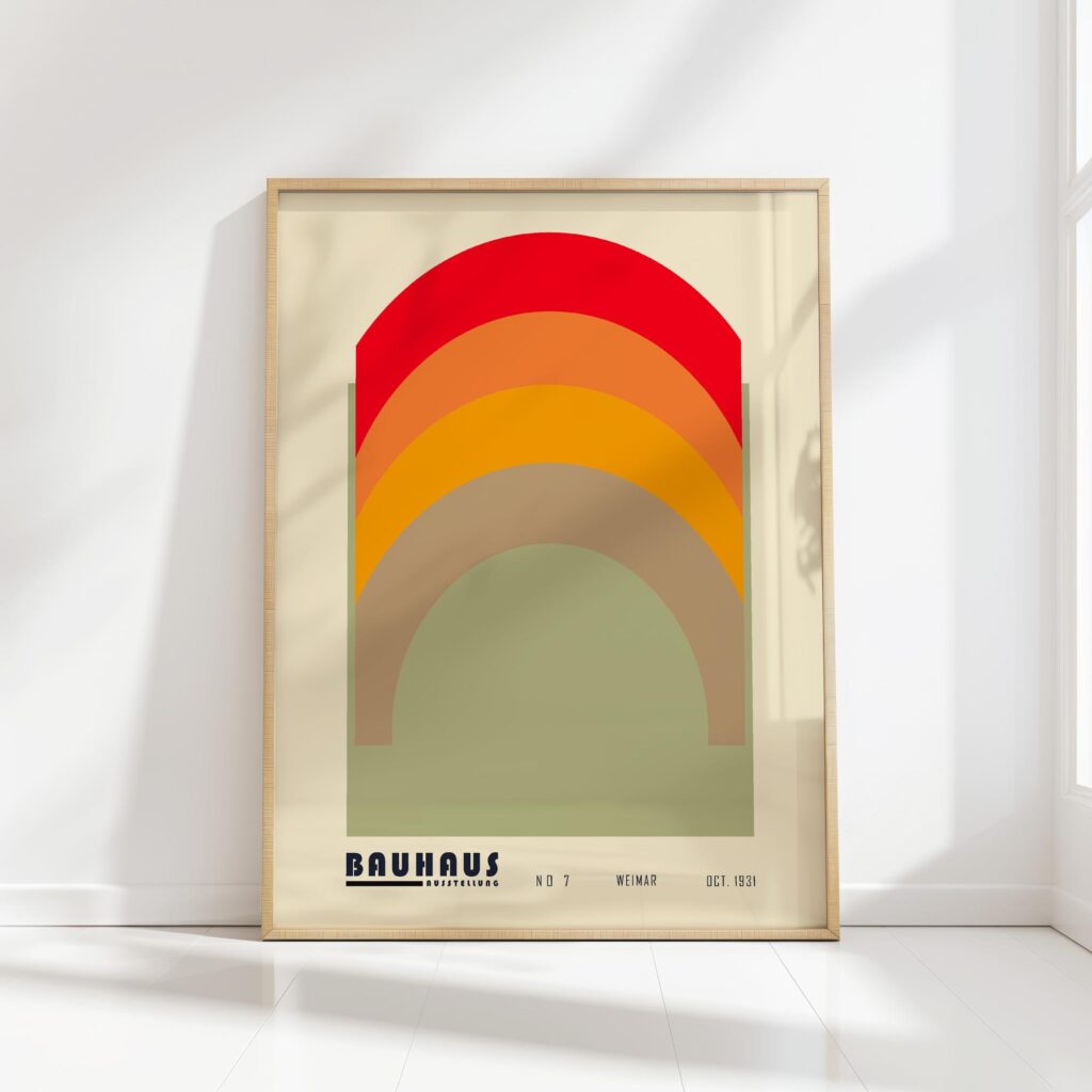 bauhaus print warm tones geometric arch design 8
