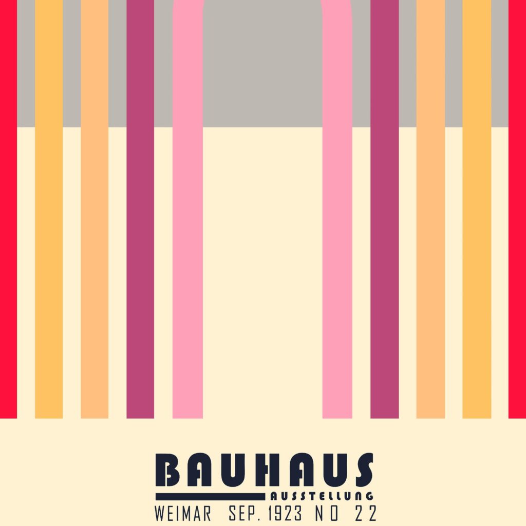 bauhaus print warm tones geometric arches 4