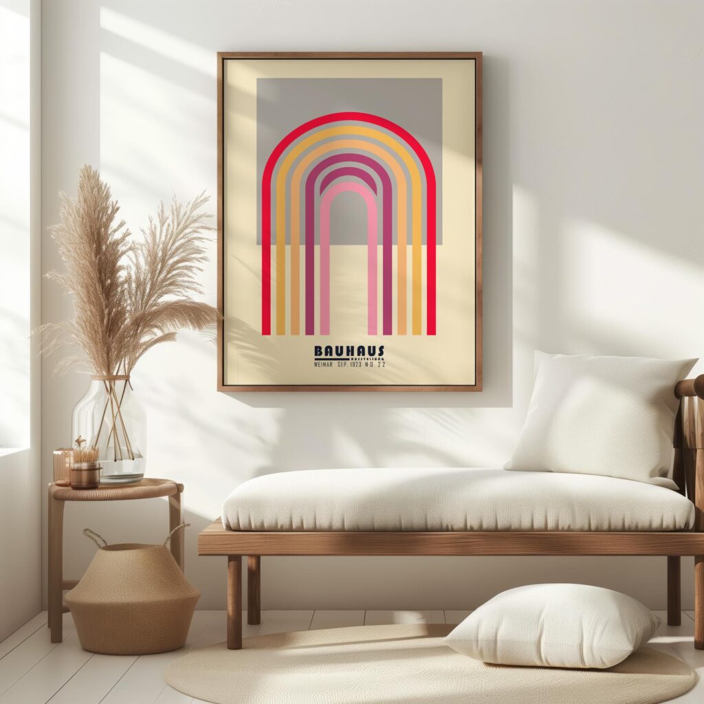 bauhaus print warm tones geometric arches 6
