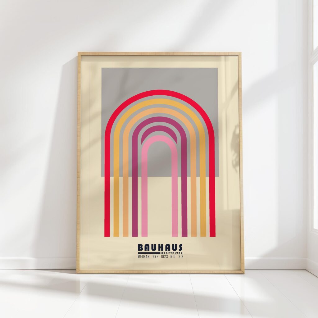 bauhaus print warm tones geometric arches 8