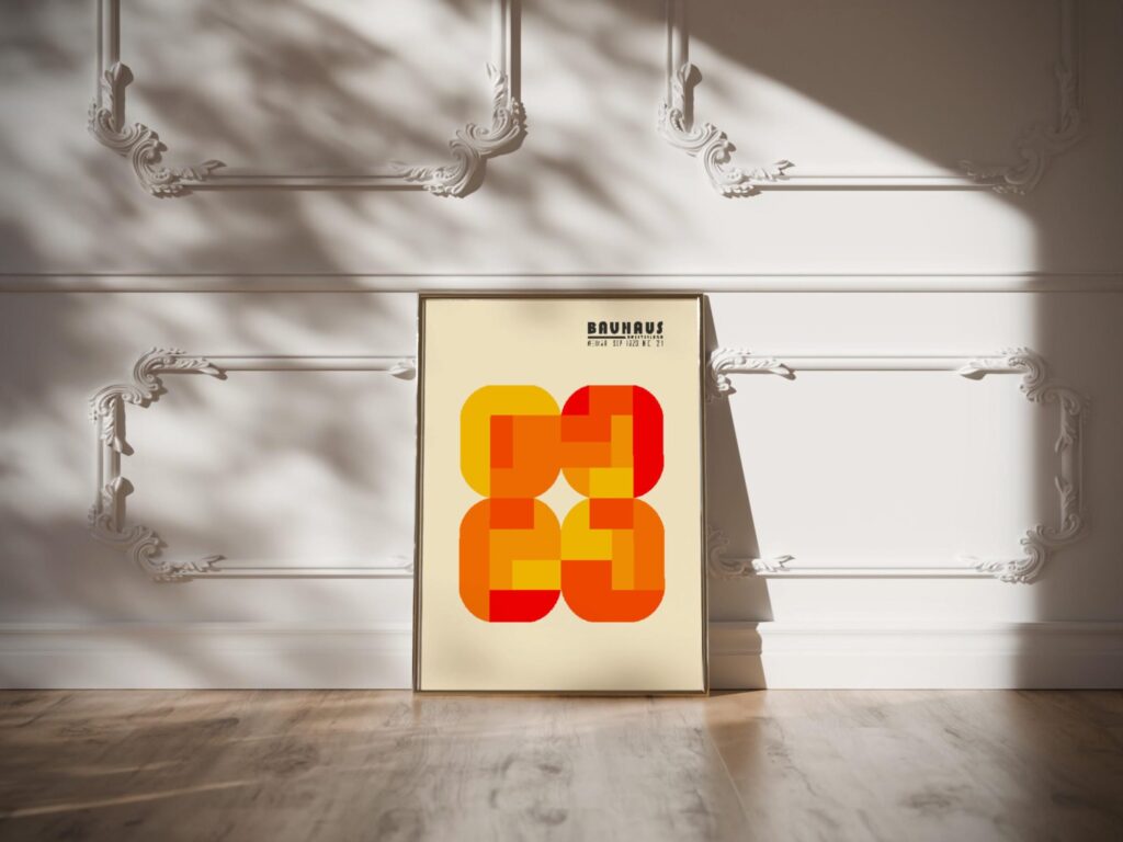 bauhaus print warm tones geometric artwork