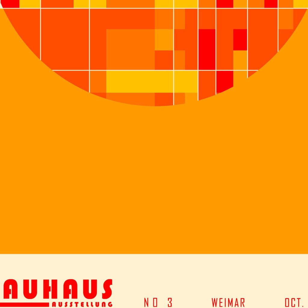 bauhaus print warm tones geometric circle design 4